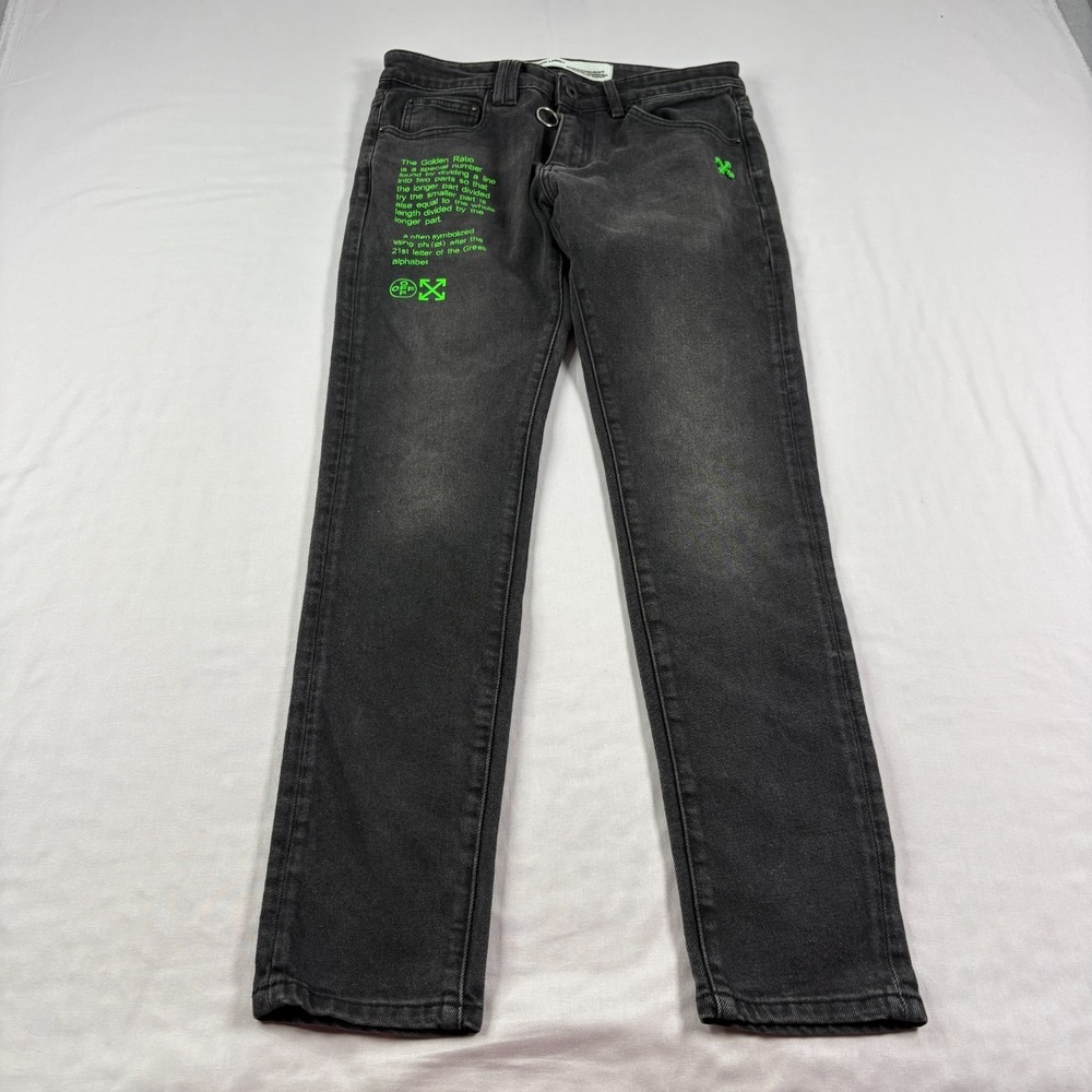Off White Jeans Mens 30x30 Black Slim Tapered Golden Ratio Virgil Abloh Designer